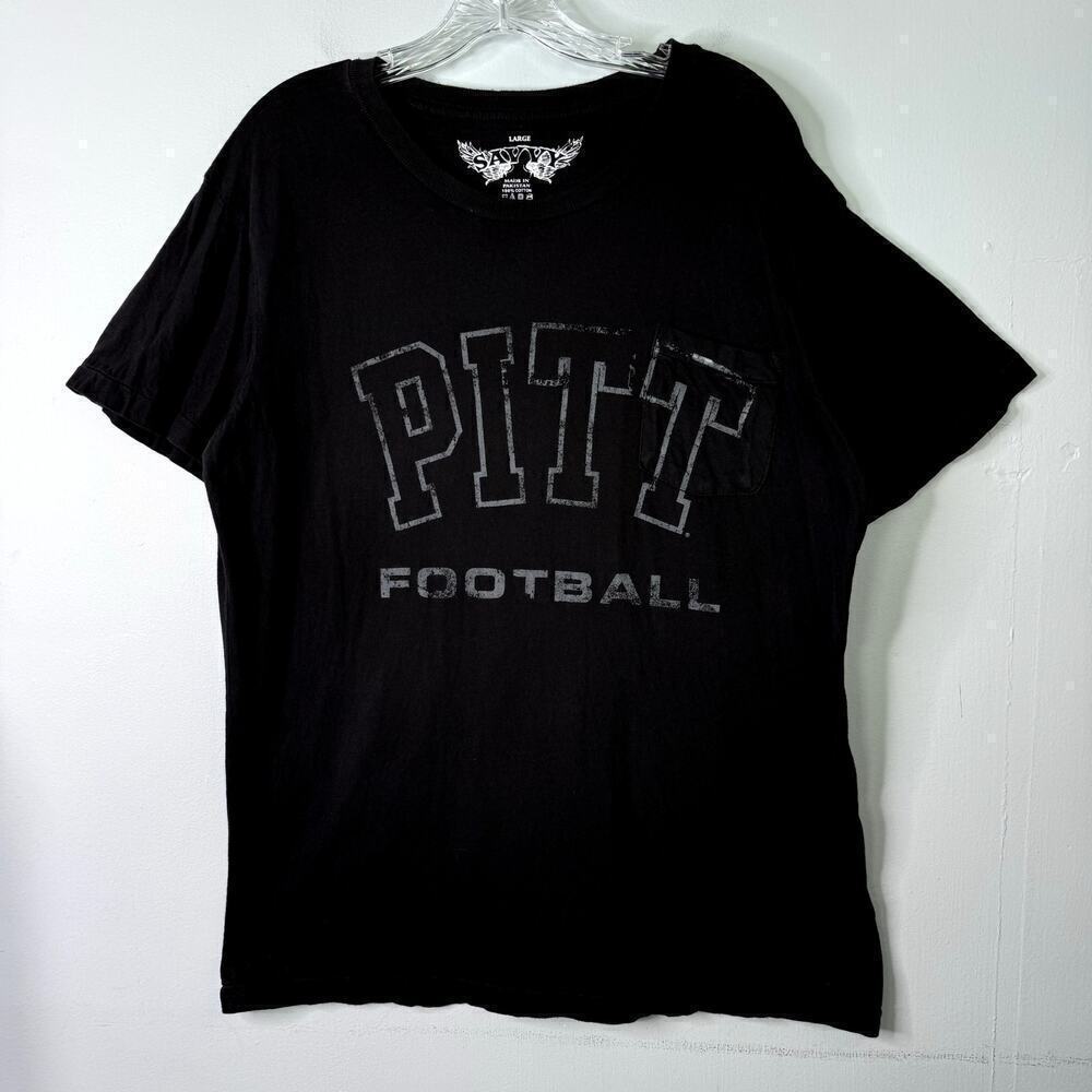 Pitt Football Savvy University of Pittsburgh Black Short Sleeve T-Shirt Men's L